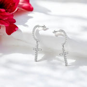 Cross Hoop Earrings 925 Silver